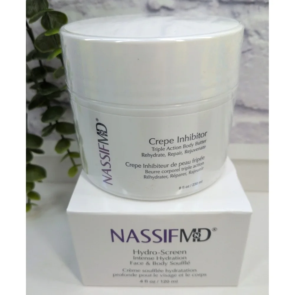 NEW 2!🥰NASSIFMD Crepe Inhibitor Triple Action Body Butter Hydro-Screen Souffle